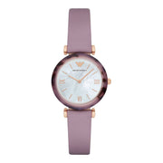 Emporio Armani Gianni Mother of Pearl Dial Purple Leather Strap Watch For Women - AR11003