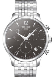 Tissot T Classic Tradition Chronograph Black Dial Silver Steel Strap Watch For Men - T063.617.11.067.00