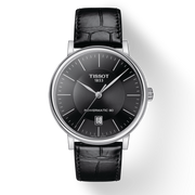 Tissot Carson Premium Powermatic 80 Black Dial Black Leather Strap Watch For Men - T122.407.16.051.00