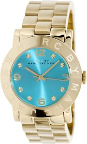 Marc Jacobs Amy Blue Dial Gold Steel Strap Watch for Women - MBM3220