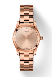 Tissot T Wave Rose Gold Dial Rose Gold Steel Strap Watch For Women - T112.210.33.456.00