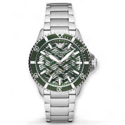 Emporio Armani Sea Explorer Meccanico Automatic Green Dial Silver Steel Strap Watch For Men - AR60061