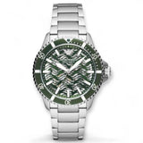 Emporio Armani Sea Explorer Meccanico Automatic Green Dial Silver Steel Strap Watch For Men - AR60061