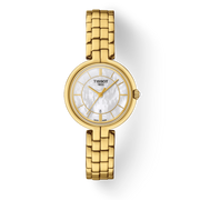 Tissot Flamingo Mother of Pearl White Dial Gold Steel Strap Watch For Women - T094.210.33.111.00