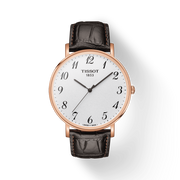 Tissot T Classic Everytime White Dial Black Leather Strap Watch For Men - T109.610.36.032.00