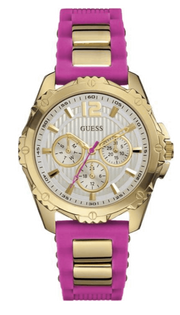 Guess Intrepid White Dial Two Tone Silicon Strap Watch For Women - W0325L3