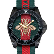 Gucci Dive Green & Red Dial Green & Red Nylon Strap Watch For Men - YA136216