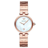 Emporio Armani Arianna White Mother of Pearl Dial Rose Gold Steel Strap Watch For Women - AR11236