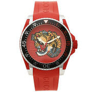 Gucci Dive Quartz Red Dial Red Rubber Strap Watch For Men - YA136315