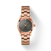 Tissot T Wave Anthracite Dial Rose Gold Steel Strap Watch For Women - T112.210.33.061.00