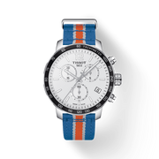 Tissot Quickster Chronograph NBA New York Kicks White Dial Multicolored Nato Strap Watch For Men - T095.417.17.037.06
