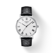 Tissot Everytime Medium White Dial Black Leather Strap Watch For Men - T109.410.16.033.01