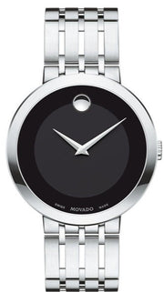 Movado Esperanza 39mm Black Dial Silver Steel Strap Watch For Men - 0607057