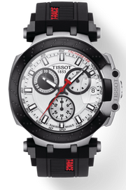 Tissot T Race Chronograph White Dial Black Silicone Strap Watch For Men - T115.417.27.011.00