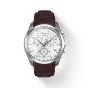 Tissot Couturier Chronograph White Dial Brown Leather Strap Watch For Men - T035.617.16.031.00