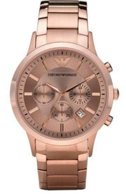 Emporio Armani Classic Chronograph Rose Gold Dial Rose Gold Steel Strap Watch For Men - AR2452