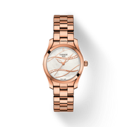Tissot T Wave T Lady Mother of Pearl Dial Rose Gold Steel Strap Watch For Women - T112.210.33.111.00