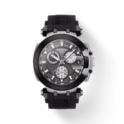 Tissot T Race Chronograph Anthracite Black Dial Black Silicone Strap Watch For Men - T115.417.27.061.00