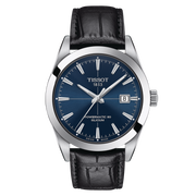 Tissot Gentleman Powermatic 80 Silicium Blue Dial Black Leather Strap Watch For Men - T127.407.16.041.01