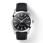 Tissot Gentleman Powermatic 80 Silicium Black Dial Black Leather Strap Watch For Men - T127.407.16.051.00