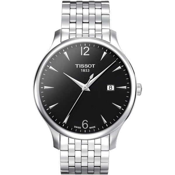 Tissot T Classic Tradition Black Dial Silver Steel Strap Watch For Men - T063.610.11.057.00