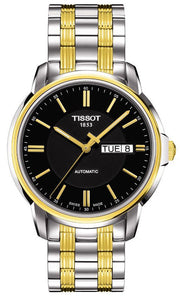 Tissot Automatics III Day Date Black Dial Two Tone Steel Strap Watch For Men - T065.430.22.051.00
