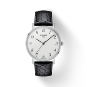 Tissot Everytime Desire Medium White Dial Black Leather Strap Watch For Men - T109.410.16.032.00