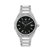 Maserati Stile Analog Black Dial Silver Steel Strap Watch For Men - R8853142003