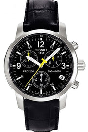 Tissot T Race PRC 200 Chronograph Quartz Black Dial Black Leather Strap Watch for Men - T17.1.526.52