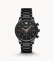 Emporio Armani Luigi Ceramic Chronograph Black Dial Black Strap Watch For Men - AR1509