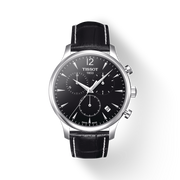 Tissot Tradition Chronograph Black Dial Black Leather Strap Watch For Men - T0636171605700