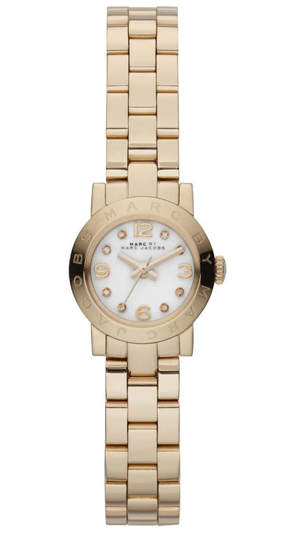 Marc Jacobs Amy Dinky White Dial Gold Steel Strap Watch for Women - MBM3226