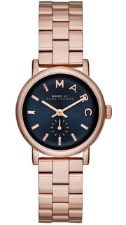 Marc Jacobs Baker Navy Blue Dial Rose Gold Steel Strap Watch for Women - MBM3332