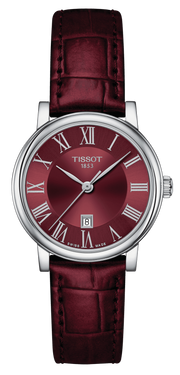 Tissot Carson Premium Lady Maroon Dial Maroon Leather Strap Watch For Women - T122.210.16.373.00