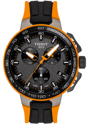 Tissot T Race Cycling Chronograph Black Dial Two Tone Rubber Strap Watch For Men - T111.417.37.441.04