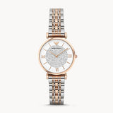 Emporio Armani Gianni T Bar White Dial Two Tone Steel Strap Watch For Women - AR1926
