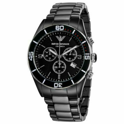 EMPORIO ARMANI CERAMICA AR-1421 クロノグラフ Emporio Armani Black Ceramic Chronograph Black Dial Watch For Men