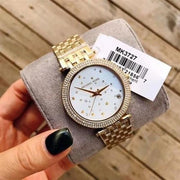 Michael Kors Darci White Dial Gold Steel Strap Watch for Women - MK3727