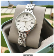 Fossil Jacqueline White Dial Silver Steel Strap Watch for Women - ES3631