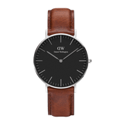 Daniel Wellington Classic Petite St Mawes Black Dial Brown Leather Strap Watch For Women - DW00100181