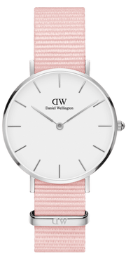 Daniel Wellington Classic Petite Rosewater White Dial Pink NATO Strap Watch For Women - DW001000318