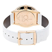 Calvin Klein Skirt Chronograph White Dial White Leather Strap Watch for Women - K2U296L6