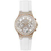Guess Moonlight Diamonds White Dial White Rubber Strap Watch for Women - GW0257L2