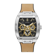 Guess Phoenix Multifunction Black Dial Brown Leather Strap Watch for Men - GW0202G3