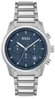 Hugo Boss Trace Chronograph Blue Dial Silver Steel Strap Watch For Men - 1514007