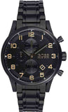 Hugo Boss Aeroliner Chronograph Black Dial Black Steel Strap Watch for Men - 1513275
