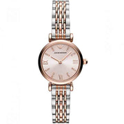 Emporio Armani Gianni T Bar Pink Dial Two Tone Steel Strap Watch For Women - AR11223