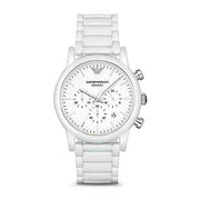 Emporio Armani Luigi Chronograph Ceramic White Dial White Ceramic Strap Watch For Men - AR1499