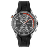Hugo Boss Globetrotter Chronograph Grey Dial Black Silicone Strap Watch for Men - 1513931
