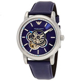 Emporio Armani Luigi Chronograph Blue Dial Blue Leather Strap Watch For Men - AR60011